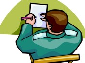 man writing on paper illustration